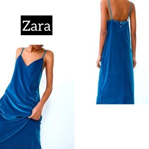Zara teal velvet midi maxi dress